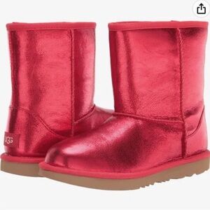 UGG RED METALLIC CLASSIC SHORT BOOTS SIZE 6 NEW